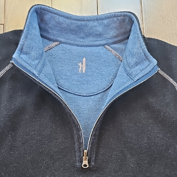 Johnnie O Men's Black and Blue Quarter-Zip Sweater - Picture 3 of 6